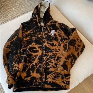 Men’s Black&Orange Tie Dyed GD Dancing Bear Zip up Lined Hoodie